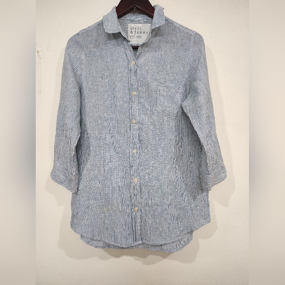 Strip linen Women Shirt - Picture 3 of 15